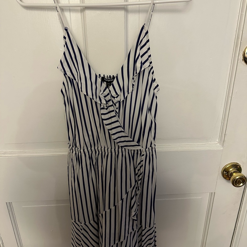 Express Navy and White Striped Mini Dress